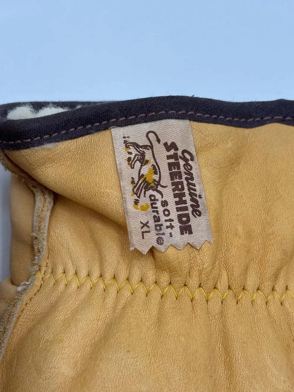 Vintage Genuine Steerhide Soft Durable Shearling Lined Winter Mittens XL